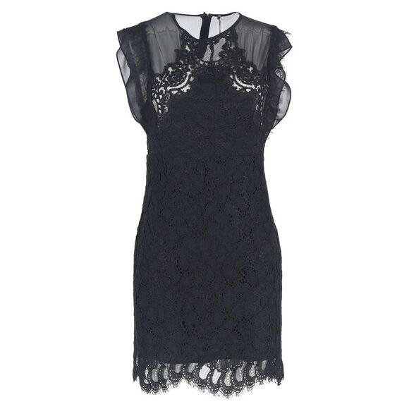 Sandro Ornella Black Lace Dress in Black Viscose